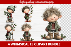 Whimsical Elf Clipart | Cute Christmas Elf PNG Illustration Product Image 1