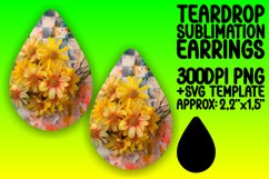 Teardrop Earrings Sublimation PNG - Floral Design Product Image 1