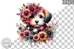 Dog With Flowers Sublimation - Clipart PNG Design Product Image 1