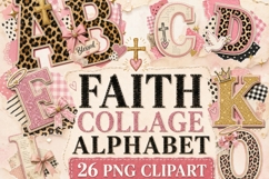 Faith Collage Alphabet PNG Bundle | Christian Leopard Product Image 1