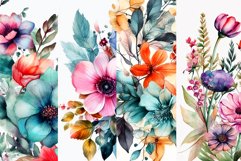 Watercolor Flowers Digital Papers Product Image 3