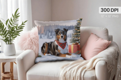 Winter Dog Christmas PNG, Winter Wonderland Pillow Design Product Image 1