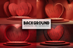 Red Textured Heart Podium Background Product Image 1