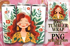 Watercolor Flower Portrait Tumbler Wrap Design 20oz Product Image 1