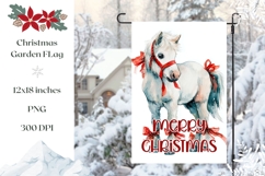 Watercolor Christmas Horse Garden Flag Sublimation Product Image 1