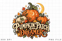 Pumpkin Patch Dreamer PNG, Cozy Autumn Pumpkin & Moon Design Product Image 3