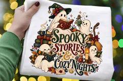 Spooky Stories and Cozy Nights Halloween Sublimation Design Product Image 1
