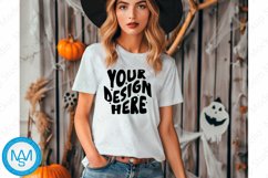 White women Tshirt Mockup, Halloween tshirt mockup Product Image 1