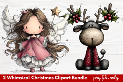 2 Whimsical Christmas Clipart | Cute Festive Holiday PNG Product Image 1