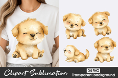 Cute Baby Puppy Watercolor Clipart Sublimation PNG Product Image 1