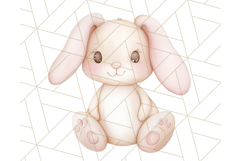 Pastel Pink Easter Bunny Egg and Flowers Clipart PNG Product Image 2