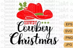 Cowboy Christmas svg, png cut file, Howdy christmas print Product Image 1