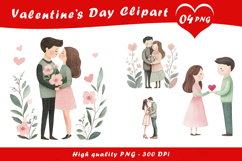 Valentine’s Day Romantic Couple Clipart PNG Product Image 1
