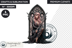 Pastel Goth Fairy Clipart, Black Pink PNG fantasy clipart Product Image 1