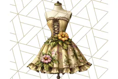 Couture Floral Dress Form PNG Clipart, Vintage Style Flowers Product Image 5