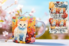 Vibrant Cat in Floral Mug Wrap Design Product Image 1