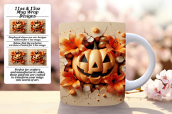 Elegant 15oz Mug Wrap Png Artwork , 3D Pumpkin Product Image 1