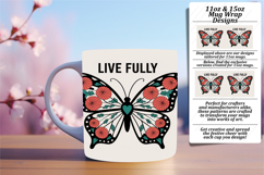 Unique 15oz Mug Wrap Png Design , Butterfly Product Image 1