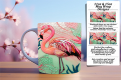 Trendy 15oz Mug Wrap Png Template , Flamingo Product Image 1