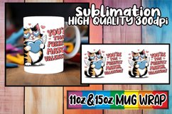 Cozy afternoons 11oz 15oz sublimation wrap, Valentines Cat Product Image 1