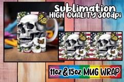 Bright smiles sublimation mug wrap, Skull USA Product Image 1
