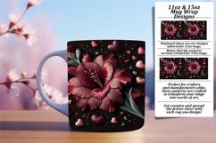 Warm 11oz Mug Wrap Png Artwork , 3D Flower Product Image 1