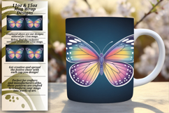 Radiant 11oz Mug Wrap Png Template , Butterfly Product Image 1