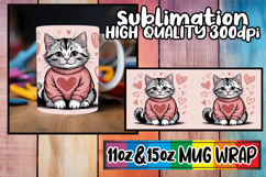 Lovely moments sublimation mug wrap, Valentines Cat Product Image 1