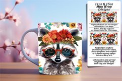 Mug Wrap Sublimation: Raccoon &amp; Floral Pattern Product Image 1
