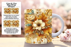 Graceful 11oz Mug Wrap Png Design , Autumn Flower Product Image 1