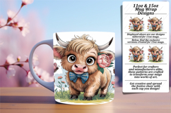 Sublimation 15oz Mug Wrap Png Template , Cute Cow Product Image 1