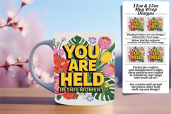 Serene 15oz Mug Wrap Png Template , Flower Quote Product Image 1