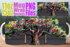 Happy journeys 11oz 15oz sublimation wrap, Spring Tree Product Image 1