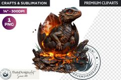 Cute Baby Dragon in a egg Clipart, dragon egg, Fantasy PNG Product Image 1