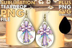 Sparkling Teardrop Earrings Gift PNG, Flower Cross Product Image 1
