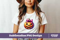 Coquette Halloween Pumpkin Iced Coffee PNG DTF Sublimation Product Image 2