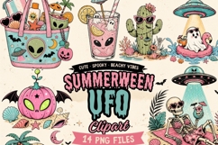 Summerween UFO Clipart Bundle | 14 PNG Files | Cute Spooky Product Image 1