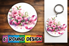 Playful Keychain Circle PNG Design, Flowers Product Image 1