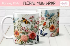 3D floral embroidery mug wrap design PNG for sublimation Product Image 2