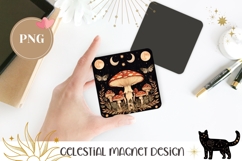 Cartoon Mushrooms Magnet PNG, Celestial Moon Magnet Template Product Image 1