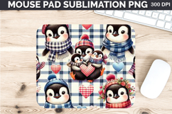 Watercolor Penguins Mouse Pad Sublimation - Valentines PNG Product Image 1
