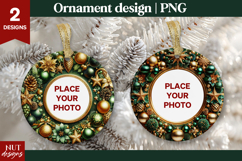 Christmas ornament sublimation Green Gold Christmas Ornament Product Image 1