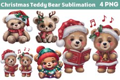 Christmas Teddy Bear Sublimation Clipart PNG Product Image 1