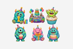 Monsters Birthday Clipart | 12 PNG Cute Monster Party Product Image 8
