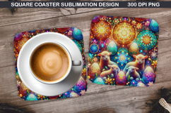 Lamb Coaster Sublimation, Easter Coaster PNG Design Product Image 1