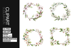 Green Leaf Wreath Clipart PNG Product Image 1