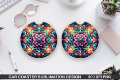 Flower Car coaster sublimation, Summer Coaster PNG Design Product Image 1