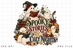 Spooky Stories and Cozy Nights Halloween Sublimation Design Product Image 3