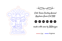 Cute Farm Cowboy Animal Keychain SVG Product Image 2