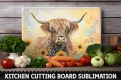 Highland Cow With Sunflowers Cutting Board Product Image 1